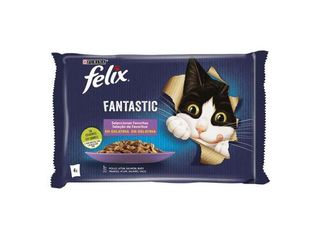 COMIDA HÚMIDA PARA GATO FELIX FANTASTIC GELATINA 4X85G