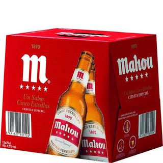 MAHOU 5 ESTRELLAS Cerveza Pack Botellín 12X25 Cl