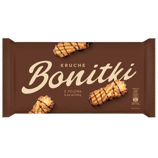 Bonitki Kruche ciasteczka z polewą kakaową, 300 g