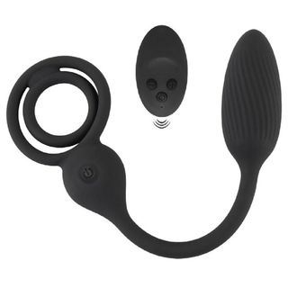 Podwójny Ring Erekcyjny Na Penisa I Jądra Oraz Masażer Prostaty, Na Pilota, Silikon, Ipx7
