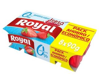 Gelatina con 0% Azucares y Sabor A Fresa Royal 8 X 100 G.