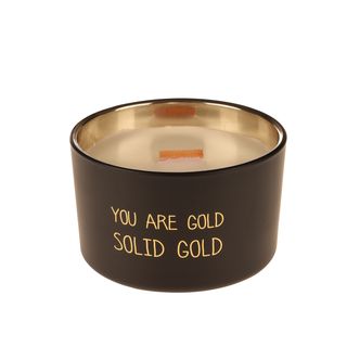 Candela profumata con cristallo - e vasetto nero oro con scritta My Flame