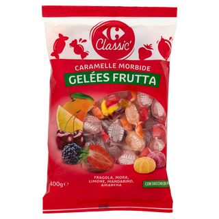 Carrefour Classic Caramelle Morbide Geleés Frutta Fragola, Mora, Limone, Mandarino, Amarena 400 g