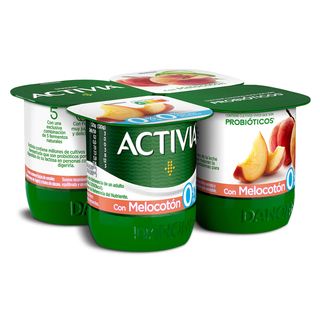 Yogur Bífidus Melocotón 0% M.G Danone Activia Pack 4x120Gr.