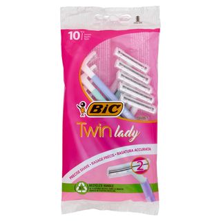Bic Twin Lady Rasoi 2 Lame Usa e Getta da Donna, 10 pezzi
