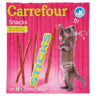 Carrefour Snacks Sticks Ricchi Di Manzo Per Gatti 6 X 5 G