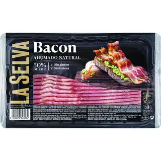 Bacón ahumado natural 50% duroc LA SELVA, sobre 150 g (26747162)