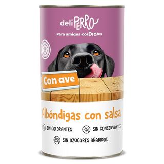 Alimento Para Perros Albóndigas Con Salsa De Ave Deliperro Lata 1.2 Kg.