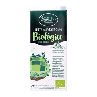 Leite UHT Meio Gordo de Pastagem Biológico  Açores Milhafre 1L