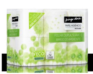 Papel Higiénico 2 Folhas Reciclado Pingo Doce 12UN