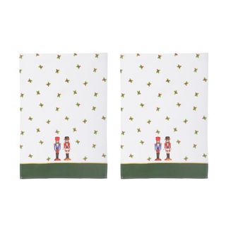 Set 2 strofinacci Schiaccianoci Natale - bianco in cotone