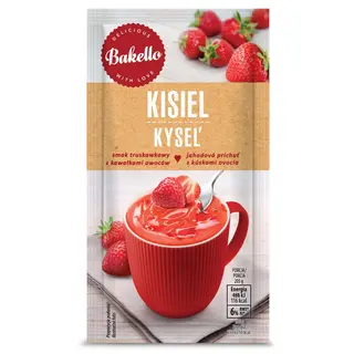 Bakello Kisiel o smaku truskawkowym z kawałkami owoców, 30 g