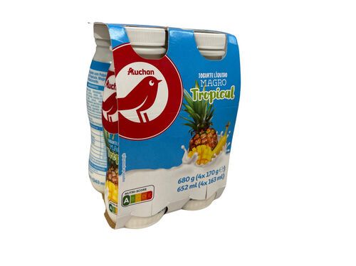 IOGURTE AUCHAN LÍQUIDO MAGRO TROPICAL 4X170G