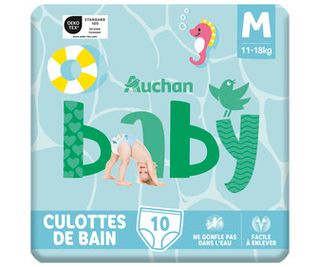Pañal Bañador Auchan Baby M 11-18Kg X10