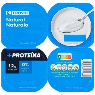 Yogur natural proteína EROSKI, pack 4x120 g (26511816)