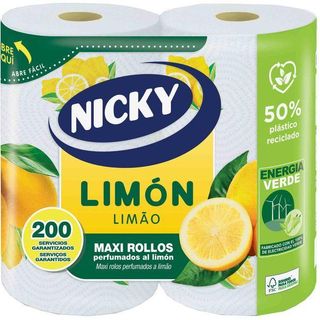 Papel de cocina limón 2 capas NICKY, paquete 2 rollos (24633349)
