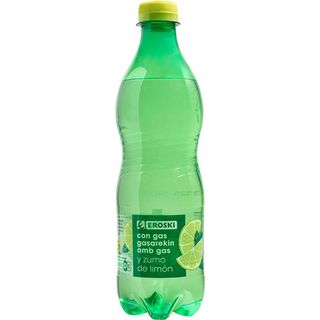 Agua mineral natural con gas y limón EROSKI, botella 50 cl (26483776)
