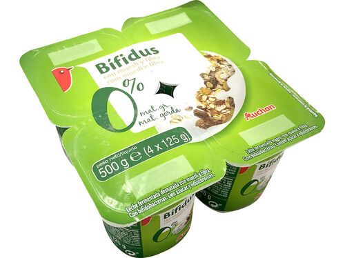 BÍFIDUS AUCHAN PEDAÇOS MAGRO MUESLI E FIBRA 4X125G