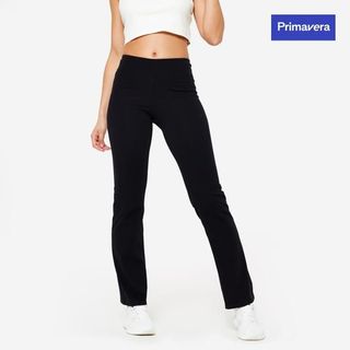 Mallas Leggings Acampanados Algodón Fitness Mujer 500 Negro.XL / W35 L31 Negro