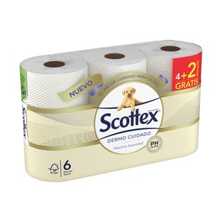 SCOTTEX Papel Higienico Dermo Cuidado, Pk-4+2