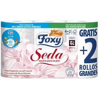 Papel Higienico Foxy Seda 3 Capas 4+2 Rollos
