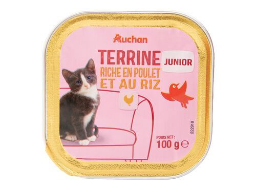 COMIDA HÚMIDA PARA GATO AUCHAN JÚNIOR RICO EM FRANGO E COM ARROZ 100G