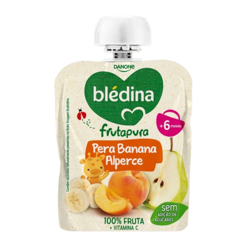 Blédina Frutapura Saqueta de Fruta Pêra, Banana e Alperce 85g