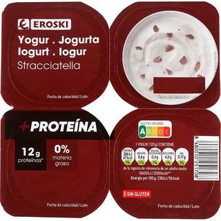 Yogur stracciatella proteína EROSKI, pack 4x120 g (26511832)