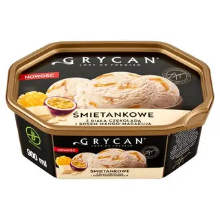 Grycan Lody śmietankowe z białą czekoladą i sosem mango-marakuja 900 ml