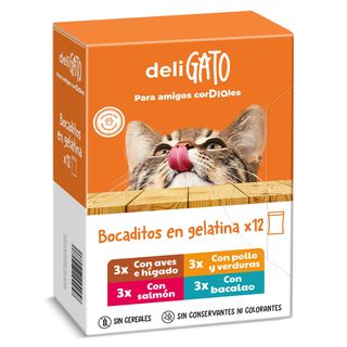 Alimento Para Gatos Bocaditos En Gelatina Deligato De Dia Pack 12 X 100 G