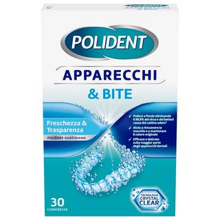 Polident Apparecchi & Bite, Pulitore per Protesi Dentale, Apparecchi, Allineatori, Bite 30 compresse