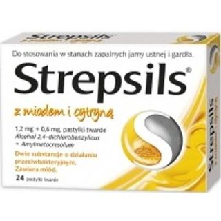 Strepsils Z Naturalnym miodem i cytryną 0,6 mg + 1,2 mg 24 pastyl.