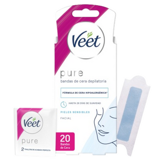 Veet Bandas de Cera Fría Depilatoria para Rostro 20u