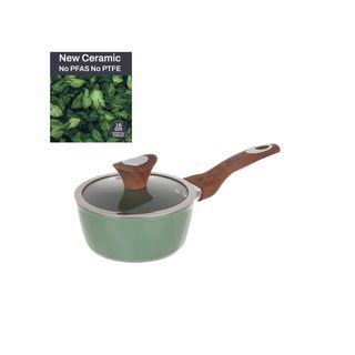 Casseruola un manico 16 cm con coperchio verde - New Ceramic