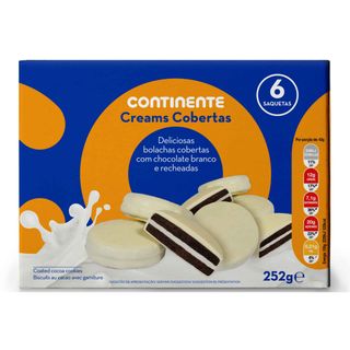 Bolachas de Cacau Cobertas com Chocolate Branco Continente (emb. 252 gr (6 un))