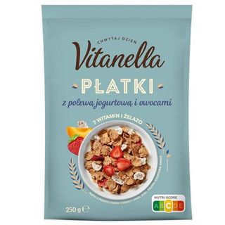 Vitanella Płatki z polewą jogurtową i owocową 250 g