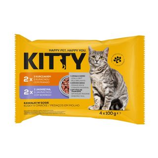 Kitty Karma dla kota w saszetkach, kurczak i jagnięcina 4x100 g