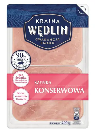 Kraina Wędlin Szynka konserwowa plastry 200 g