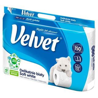 Velvet Papier toaletowy Delikatnie Biały 3w 12 szt.