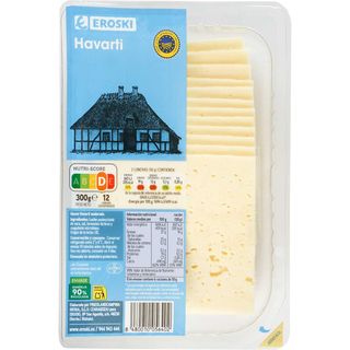 Queso Havarti Eroski, Lonchas, Bandeja 300 Gr. (5978036)