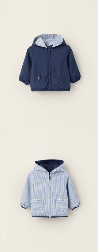 Casaco Reversível com Capuz Amovível para Recém-Nascido - Tamanho 1/3M