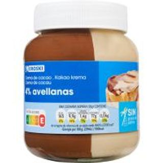 Crema Cacao 2 Sabores 4% Avellana Sin Palma Eroski, Frasco 400 G (21975867)