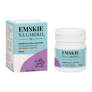Emskie na gardło, pastylki do ssania z solą emską, smak porzeczkowy, 30 szt.
