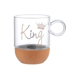 Mug King in vetro borosilicato - e base in sughero, 270 ml