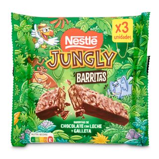 Barritas De Chocolate Y Galleta Nestlé Jungly Bolsa 102 G