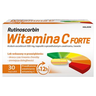 Rutinoscorbin Witamina C Forte Kapsułki twarde o przedłużonym uwalnianiu 500 mg kwas askorbowy 30 kapsułek