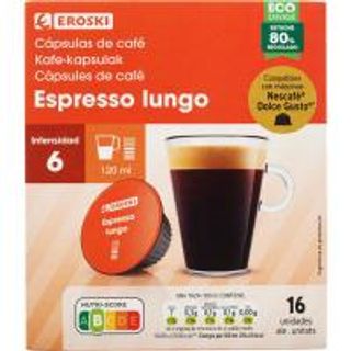 Café Lungo (Expresso Largo) Cdg Eroski, Caja 16 Monodosis (22881239)