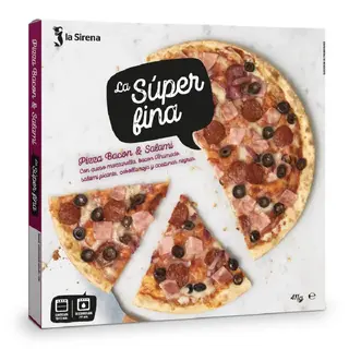 Pizza Bacon Y Salami La Súper Fina Caja 441 Gr.