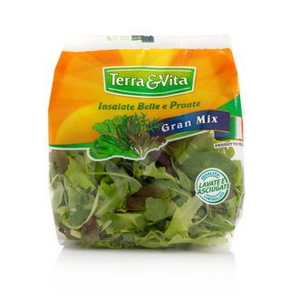 Insalata Gran Mix Tagliata E Lavata Lattughino Biondo E Rosso, Rucola, Spinacino