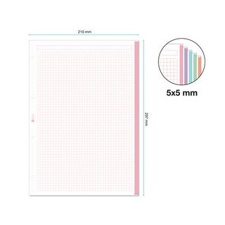 Bloc A4 Cuadrículado 100+50H 5 Bandas Colores Pastel 4 Taladros (8422593077702)